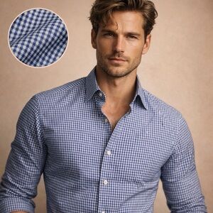 VluXe by Johnny Mangan Blue Gingham Button-Down Shirt XXL 45/46